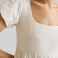 Puff Sleeve Tiered Dress in White