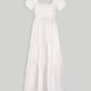 Puff Sleeve Tiered Dress in White