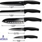 Kitchen Knife Set Kit | Black Magnetic Rack & Sharpener