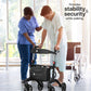 Foldable Wheeled Walker with Backrest and Bag - Adjustable Height, Lightweight, and Sturdy Design for Enhanced Mobility Support