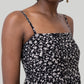 Ruched Strappy Mini Black Floral Dress