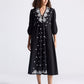 Drawstring Embroidered Dress in Black