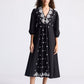 Drawstring Embroidered Dress in Black