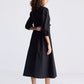 Drawstring Embroidered Dress in Black