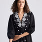 Drawstring Embroidered Dress in Black
