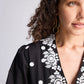 Drawstring Embroidered Dress in Black
