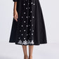 Drawstring Embroidered Dress in Black