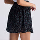 Drawstring Short Skirt in Dark Blue Florals