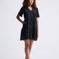 Floral Short Tiered Dress in Dark Blue
