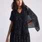 Floral Short Tiered Dress in Dark Blue
