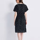 Gathered Knee-length Dress in Dark Blue Florals