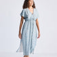 Gathered Maxi Dress in Light Blue Florals