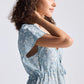 Gathered Maxi Dress in Light Blue Florals