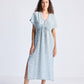 Gathered Maxi Dress in Light Blue Florals