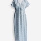 Gathered Maxi Dress in Light Blue Florals