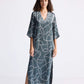 Maxi Dress with Side Slits in Abstract Stripes