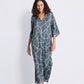 Maxi Dress with Side Slits in Abstract Stripes