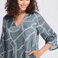 Maxi Dress with Side Slits in Abstract Stripes