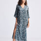 Maxi Dress with Side Slits in Abstract Stripes