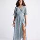 Maxi Wrap Dress in Light Blue Florals
