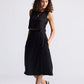 Overlap Midi Skirt in Black