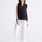 Sleeveless Hemp Top with Ruffles in Black