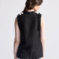 Sleeveless Hemp Top with Ruffles in Black