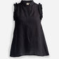 Sleeveless Hemp Top with Ruffles in Black