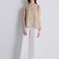 Sleeveless Hemp Top with Ruffles in Neutral Beige