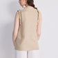 Sleeveless Hemp Top with Ruffles in Neutral Beige