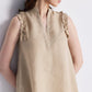 Sleeveless Hemp Top with Ruffles in Neutral Beige