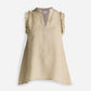 Sleeveless Hemp Top with Ruffles in Neutral Beige