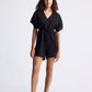 V neck Drawstring Romper in Black