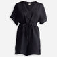 V neck Drawstring Romper in Black