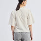 Relaxed Fit Top With Ruffles and Front-Ties in Cream