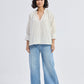 Relaxed Fit Top with Front-tie in Cream