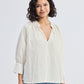 Relaxed Fit Top with Front-tie in Cream
