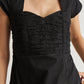 Ruched Dress with Front Slit in Black