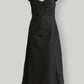 Ruched Dress with Front Slit in Black