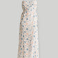 Ruched Floral Strappy Maxi Dress