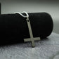Schlichte Kreuzkette mit Kreis Anhänger Edelstahl Halskette Christ Kreuz Halskette für Herren Jungen Coole Halskette Collier