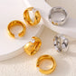 Trendy Stainless Steel Round Rings For Women Zircon Wedding Bands Women Finger Gold Silver Color Chunky Rings Waterproof Jewelry