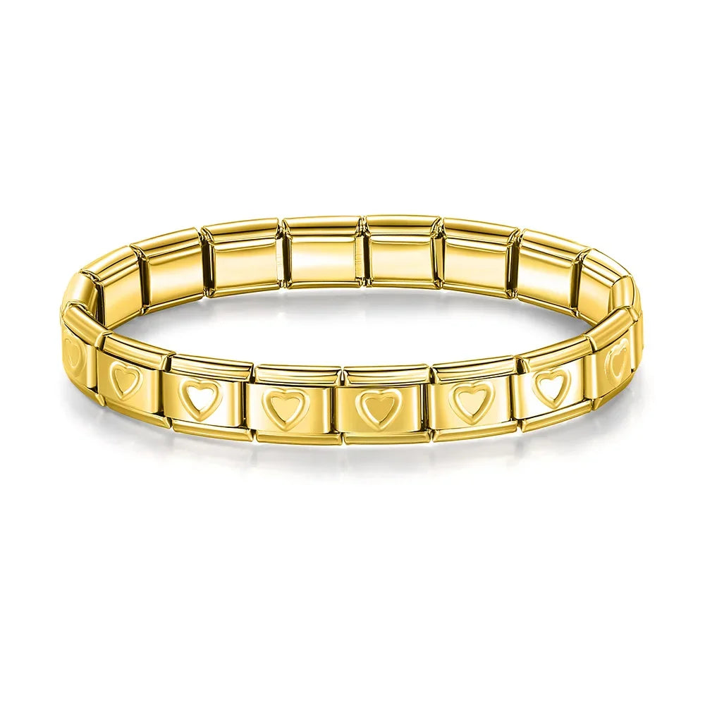Hapiship Neue Mode Frauen Romantisches Herz 9mm Breite Edelstahl Armband Armreif Mädchen Hochzeit Weihnachtsgeschenk Schmuck G205