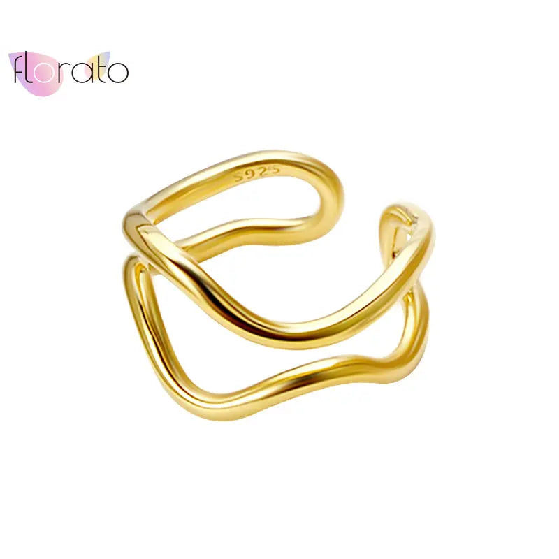 Vergoldete versilberte unregelmäßige Doppelschicht-Ringe, größenverstellbar, Neu 2020, Mode, Luxus, Metall, Rock, Punk, verstellbarer Ring Schmuck