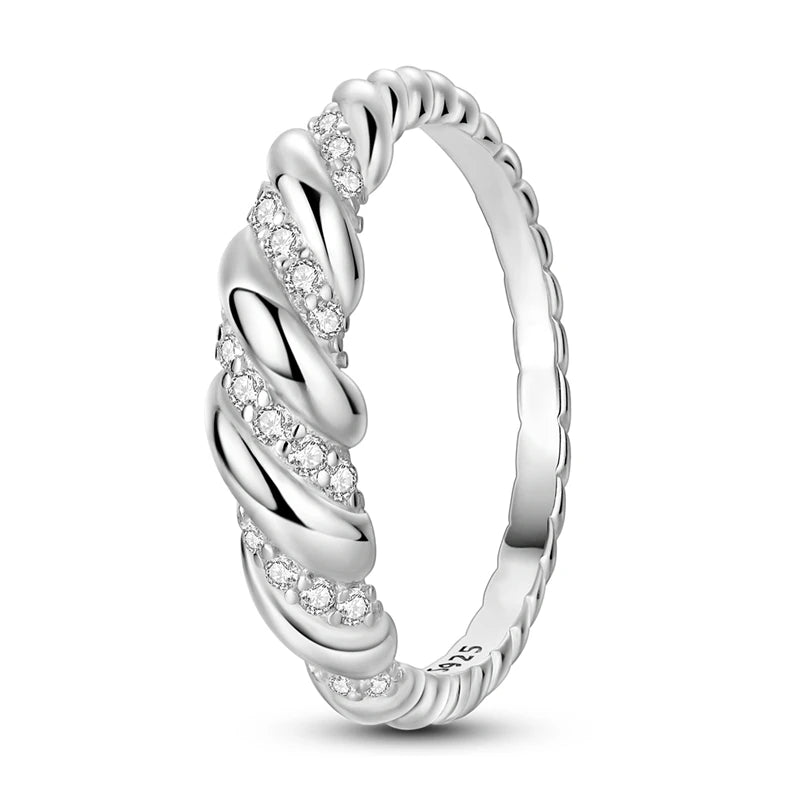 Ringe für Frauen 925 Silberfarbe Zirkon Wickellinie Geometrischer Sternring Verlobung Hochzeit Romantisches Valentinstag Feinschmuck Geschenk