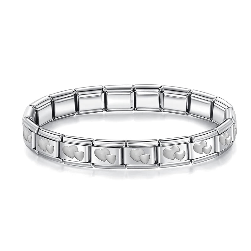 Hapiship Neue Mode Frauen Romantisches Herz 9mm Breite Edelstahl Armband Armreif Mädchen Hochzeit Weihnachtsgeschenk Schmuck G205