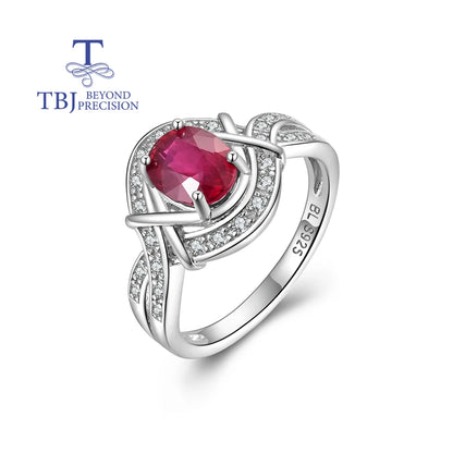 Wunderschöner Design-Ring mit natürlichem Rubin, Edelstein, exquisiter 925er Sterlingsilber-Schmuck für Frauen