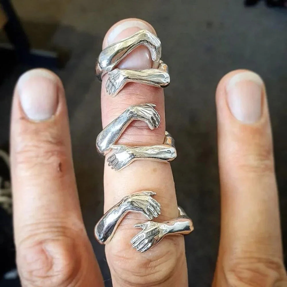 Ringe 2025 Trend Schmuck Hände Umarmung Punk Persönlichkeit Offen Dropshipping Ringe für Frauen Männer