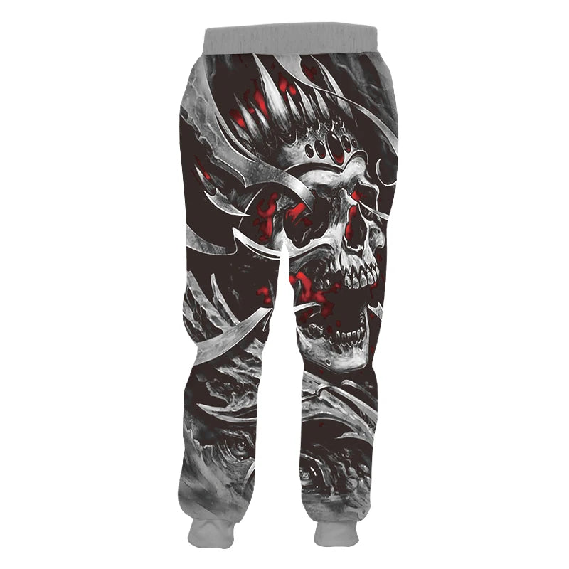 3D-Druck Totenkopf rauchend Lässige Y2K-Hose Herren Jogginghose Neu Coole Sweat-Jogger Harem Herren Volle Länge Hombre Kapuzen-Golfshirt