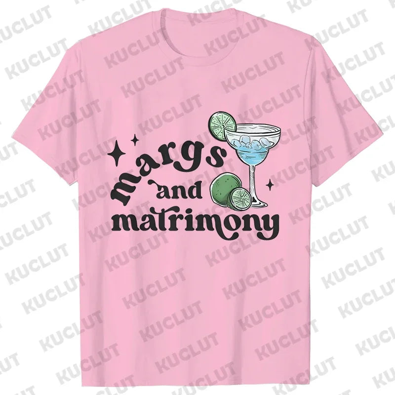 Margs & Matrimony Junggesellenabschied Party T-Shirts Harajuku Sommer Team Braut Tees Brautparty Grafik Y2k Tops